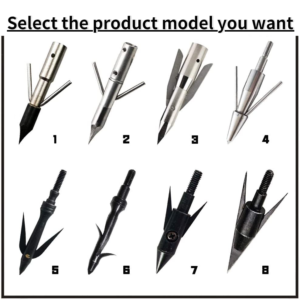 Fishing Arrow Heads Points Bowfishing Broadheads Bow Fish Tips 225 Grain  Removeable Head Archery Hunting Screw Tips for Compound Bow,Crossbow and