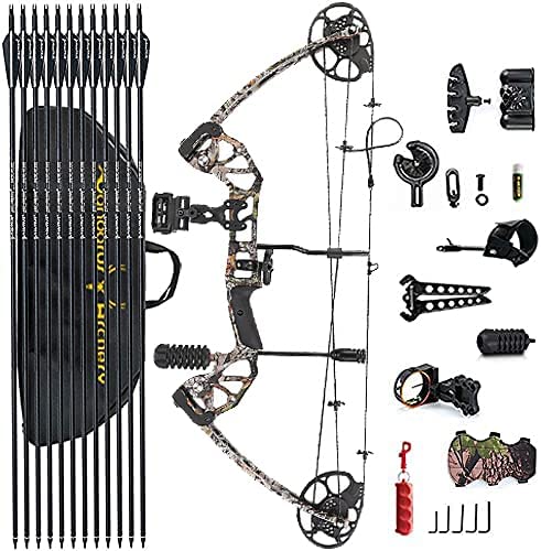 PANDARUS Compound Bow Set 15-45lbs for Pull Beginner and Teens Right Handed  Adjustable 18-29 Draw Length, 320 FPS Speed, Hunting Bow Archery Set New