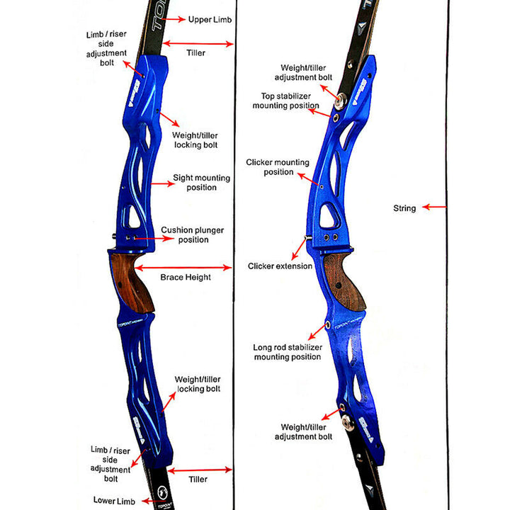 🎯Topoint Endeavor Archery Recurve Bow Riser 25" ILF Riser With Limbs