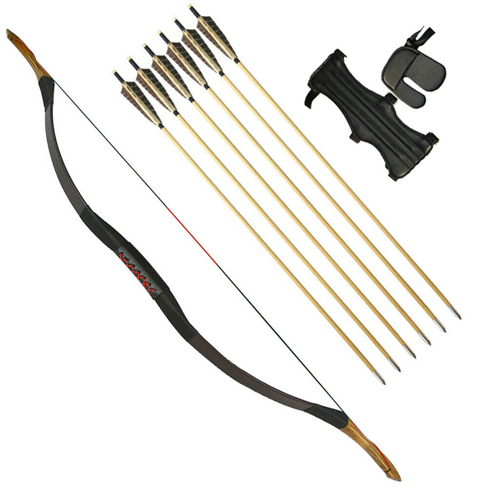 🎯25-55lbs Traditional Recurve Longbow Archery Arrow Set