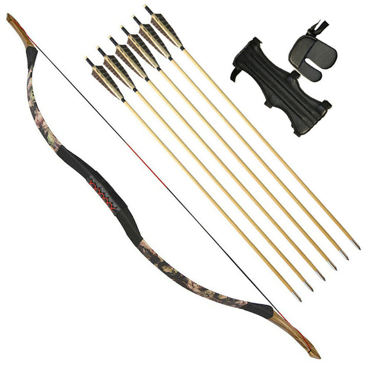 🎯25-55lbs Traditional Recurve Longbow Archery Arrow Set