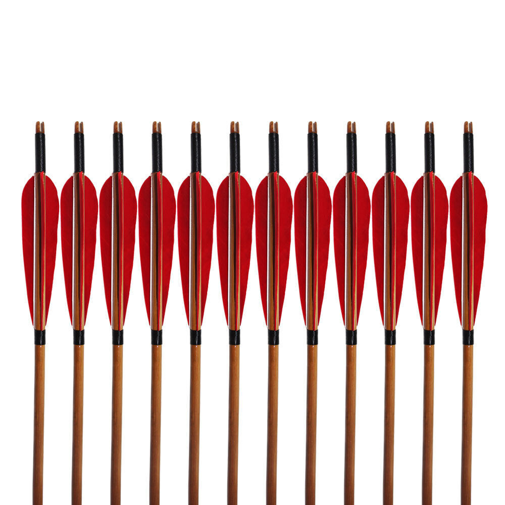 🎯33" Handmade Bamboo Arrows Hunting Recurve Bow Arrow Archery Turkey Feather