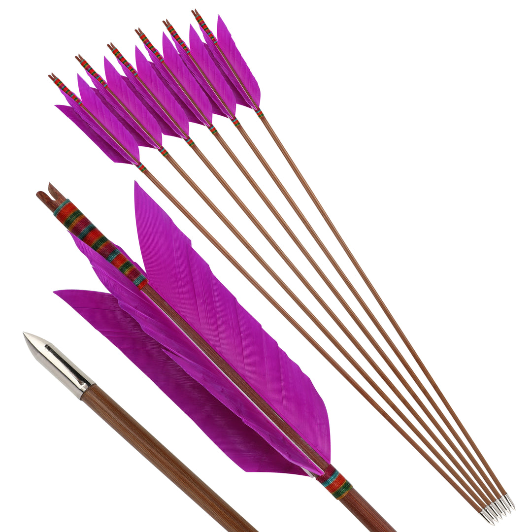 FLU FLU AMEYXGS Bogenschießen-Bambuspfeil, handgefertigt für traditionellen Langbogen