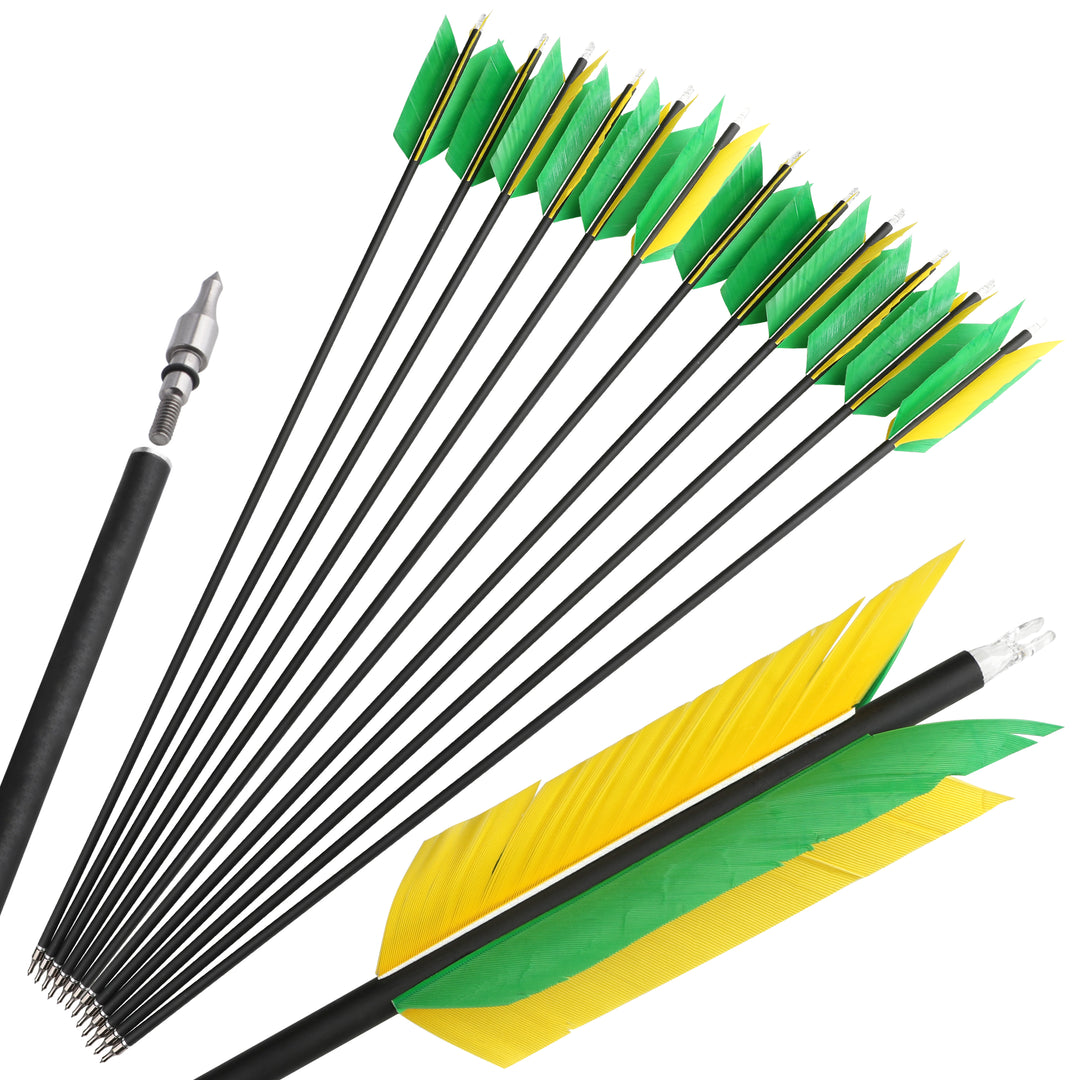🎯SHARROW Archery Carbon Arrows Flu Flu Feathers Target Tradition