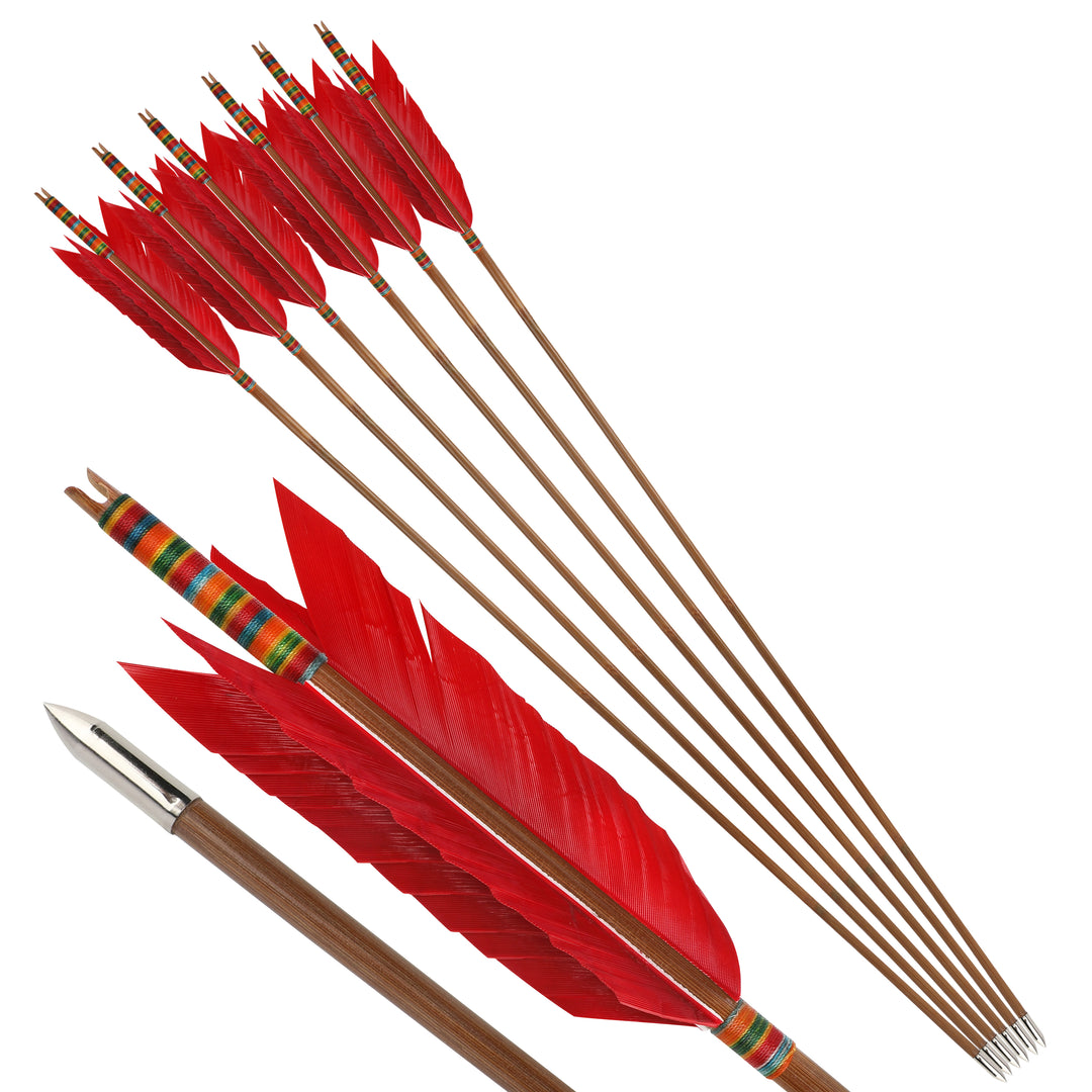 FLU FLU AMEYXGS Bogenschießen-Bambuspfeil, handgefertigt für traditionellen Langbogen