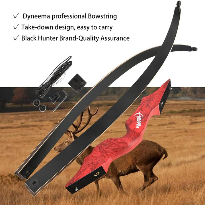 60” Black Hunter Original Recurve Bow 20-60lbs