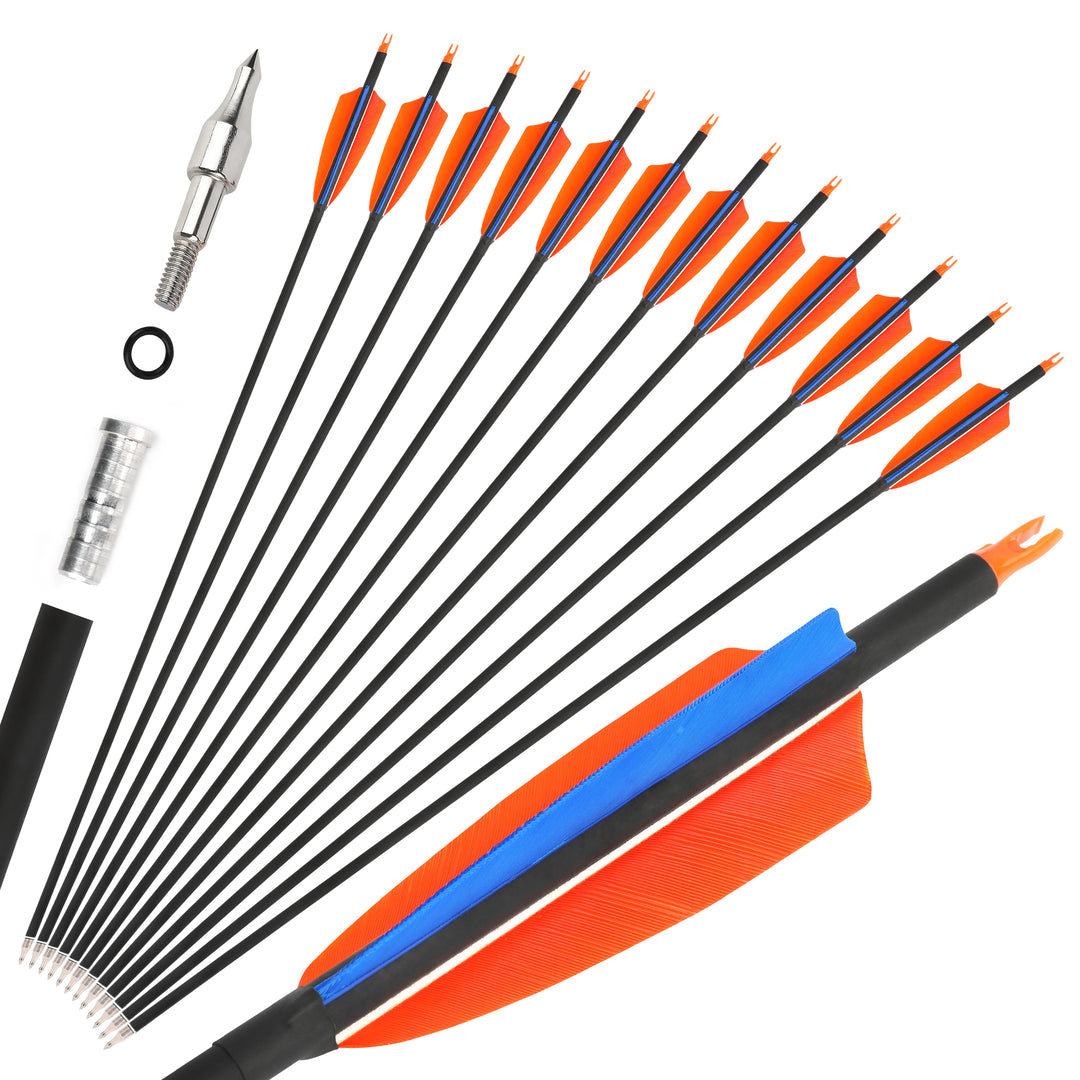 🎯Archery 500 Spine Carbon Arrows for Traditional Longbow Hunting Target