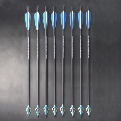 12pcs Carbon Crossbow Arrows Bolts with 12pcs 3 Blades Archery Broadheads