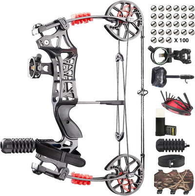 🎯Dual Purpose Compound Bow Kit with 100 Pcs Steel Balls