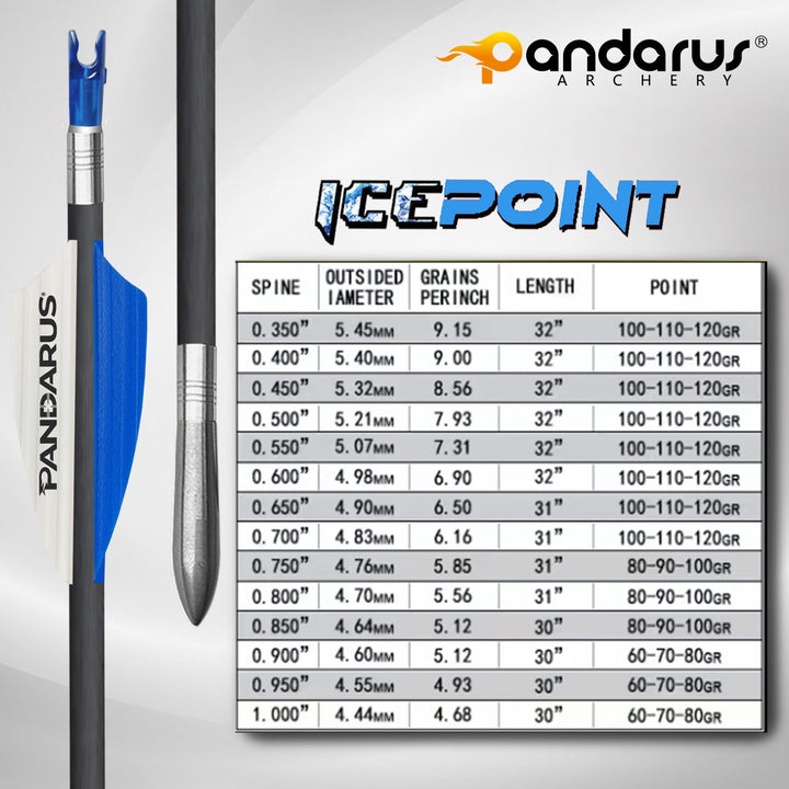 🎯(12-Pack) PANDARUS Archery ICE POINT Arrows 3.2mm Target  ±.003''