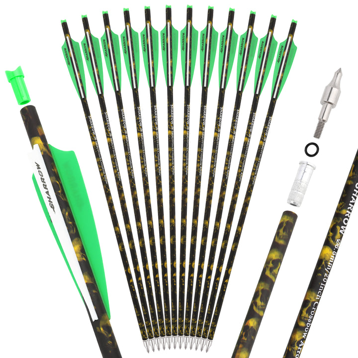🎯AMEYXGS Crossbow Bolts -  16/17/18/20/22 Inch Camo Carbon Shaft Arrows