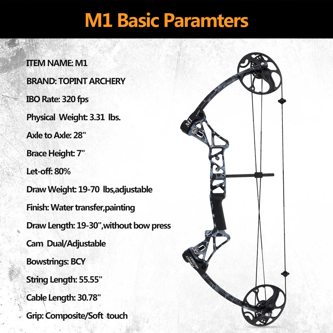 🎯Topoint M1 Compound Bow 19-70 LBS Hunting Target Archery