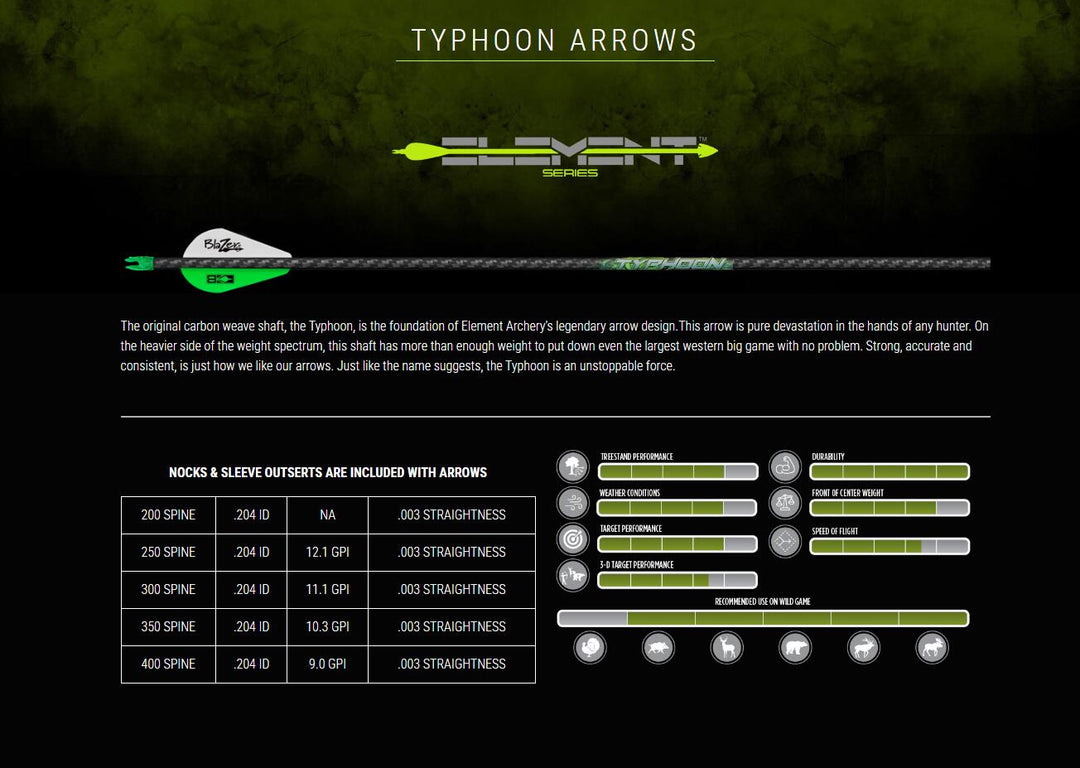 Typhoon Arrows 12 Pk (.003 straightness)
