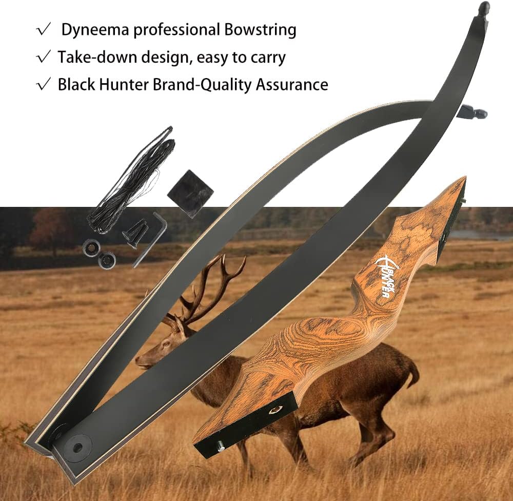 60” Black Hunter Original Recurve Bow 20-60lbs