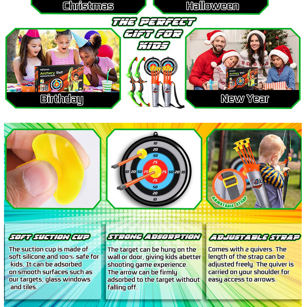 Bogen- und Pfeil-Bogenschießen-Set, 2er-Pack – Spielspielzeug für Kinder, Jungen und Mädchen