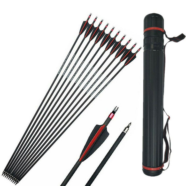 🎯30'' Carbon Arrows Achery Spine400 Recurve Compound Bow