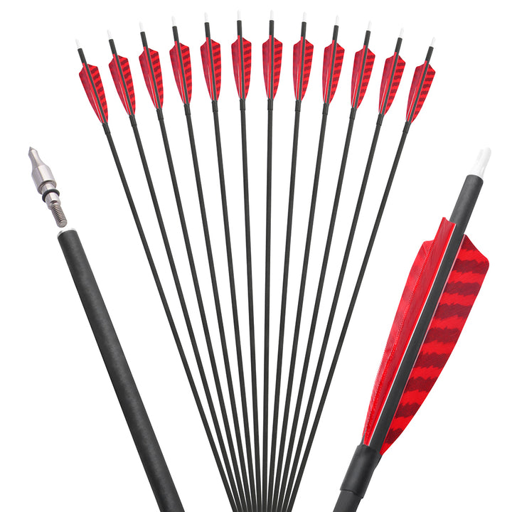 🎯12pcs Carbon Arrows Spine 500 Archery
