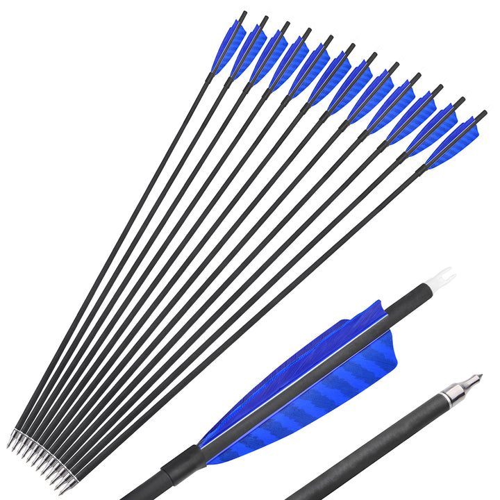 🎯12pcs Carbon Arrows Spine 500 Archery
