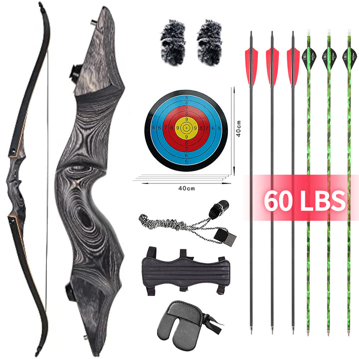 🎯Black Hunter Recurve Bow Set 20-60LBS for Adult Outdoor Hunting Beginner Training Archery Practice