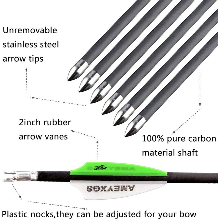 🎯Archery 4.2mm Pure Carbon Arrow Spine 600 for Compound Bow Recurve Bow