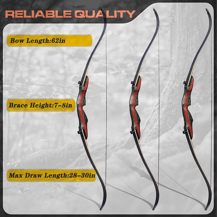 🎯62" Archery Recurve Bow and Arrow for Adults Hunting & Target Shooting