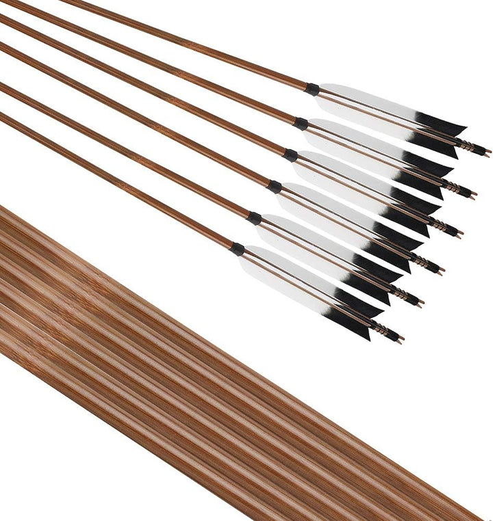 🎯AMEYXGS Archery Bamboo Arrows, 12 Pack Handmade  for Longbow Traditional & Recurve Bow