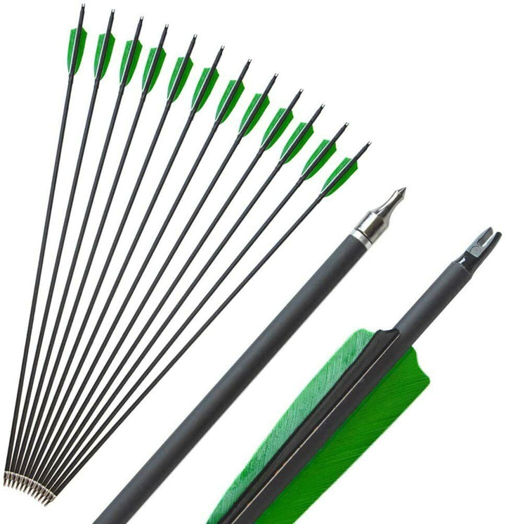 🎯Carbon Arrows Turkey Feather Broadheads Tip Target Hunting