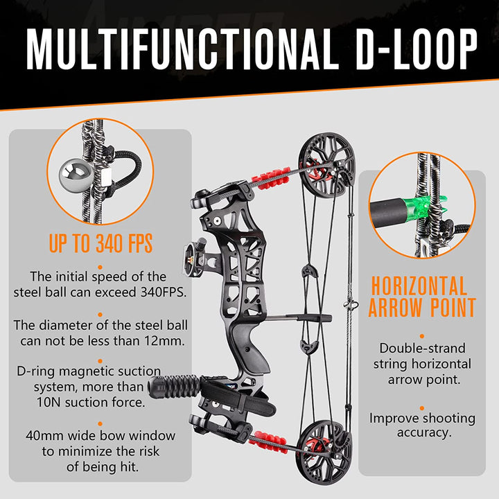🎯JUNXING M109E Dual Purpose Compound Bow Kit with 100 Pcs Steel Balls