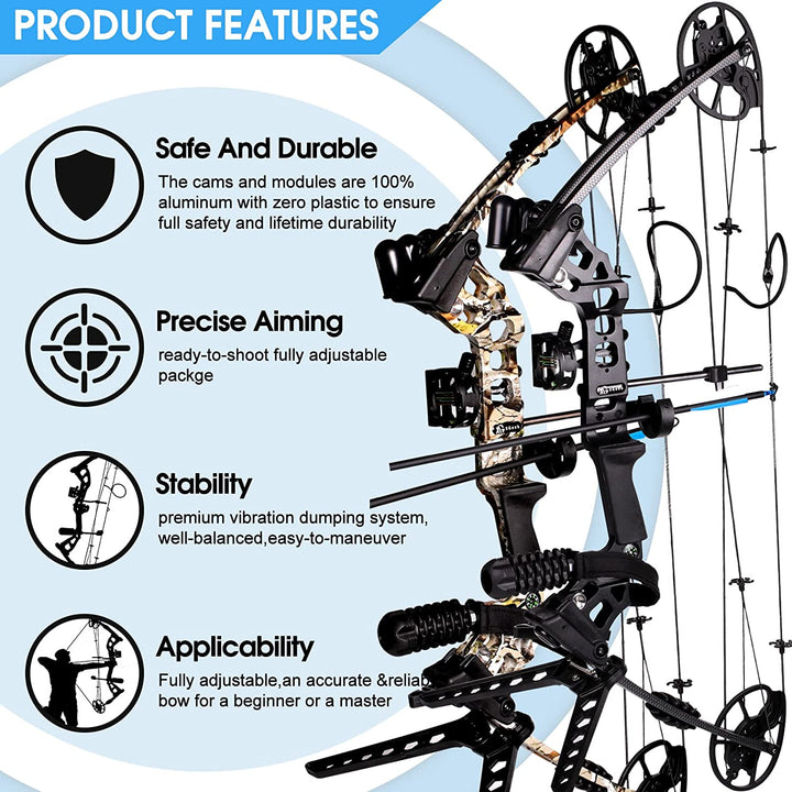 🎯JUNXING M120 Compound Bow and Arrow Kit for Practice Hunting