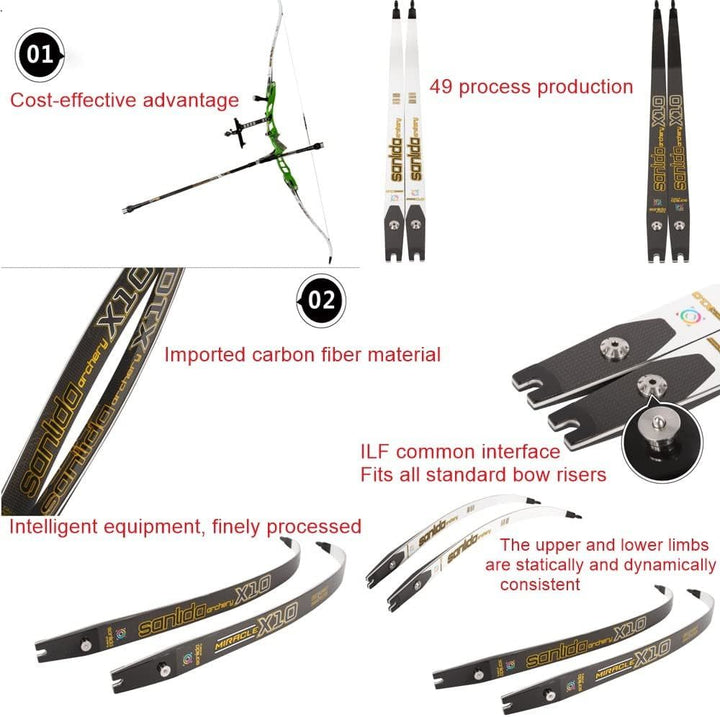 🎯SANLIDA Archery X10 Miracle 66"/68"/70" ILF Recurve Limbs Target DIY Hunting Accessories