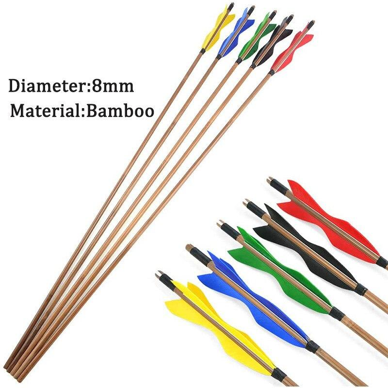 🎯Archery 8mm Bamboo Arrow with 5inch Turkey Feather