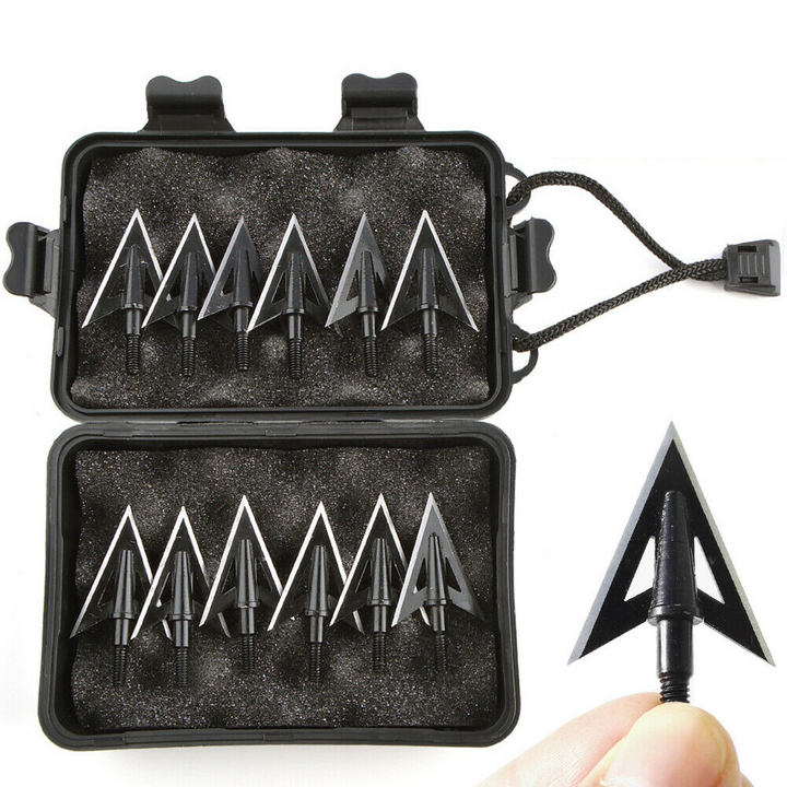 🎯12pcs Arrowheads Broadheads + Box Archery Hunting  Bow