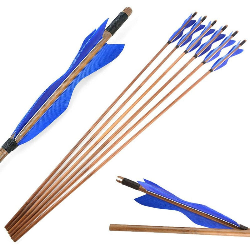 🎯Archery 8mm Bamboo Arrow with 5inch Turkey Feather