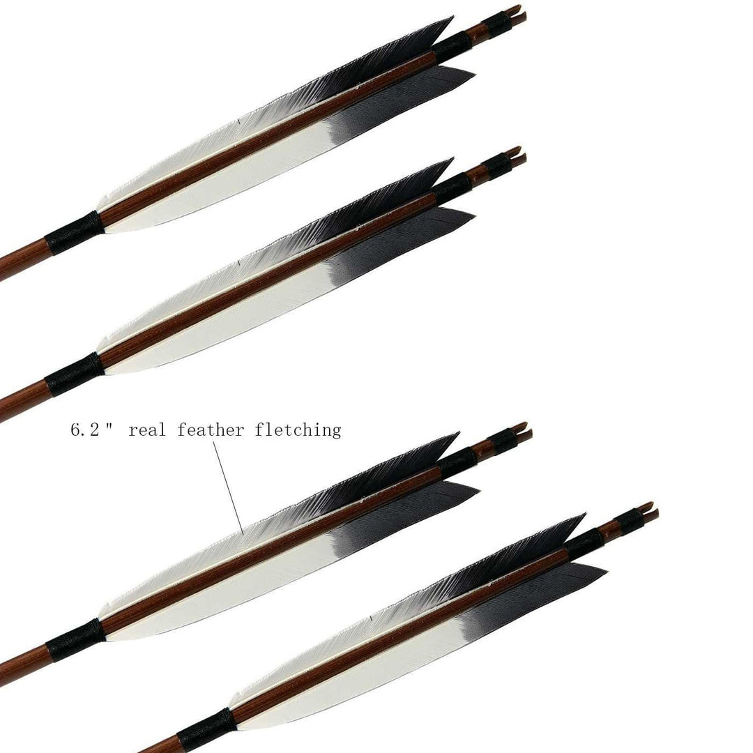 🎯AMEYXGS Archery Bamboo Arrows, 12 Pack Handmade  for Longbow Traditional & Recurve Bow