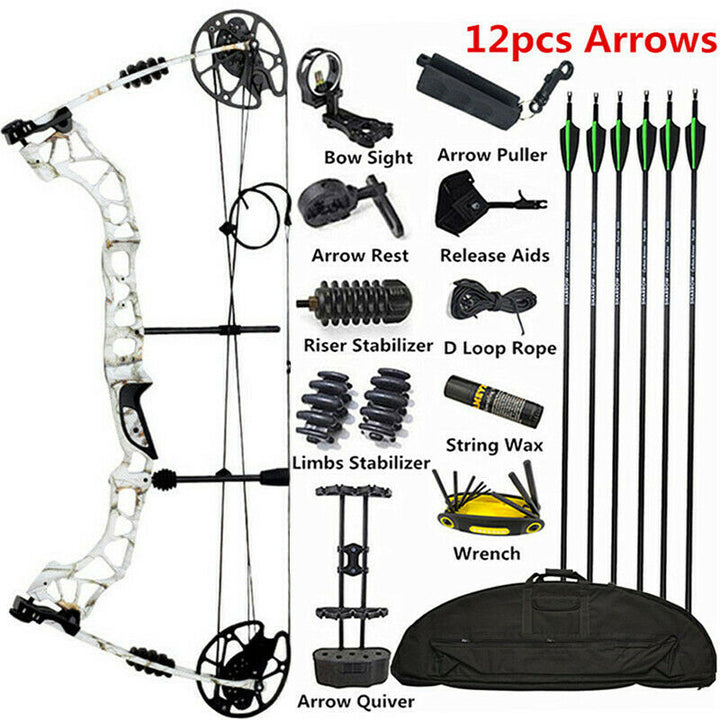 🎯Compound Bow Carbon Arrows Set Hunting 30-70lbs