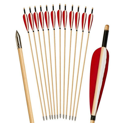 🎯12pcs Traditional Handmade Wood Archery Arrows