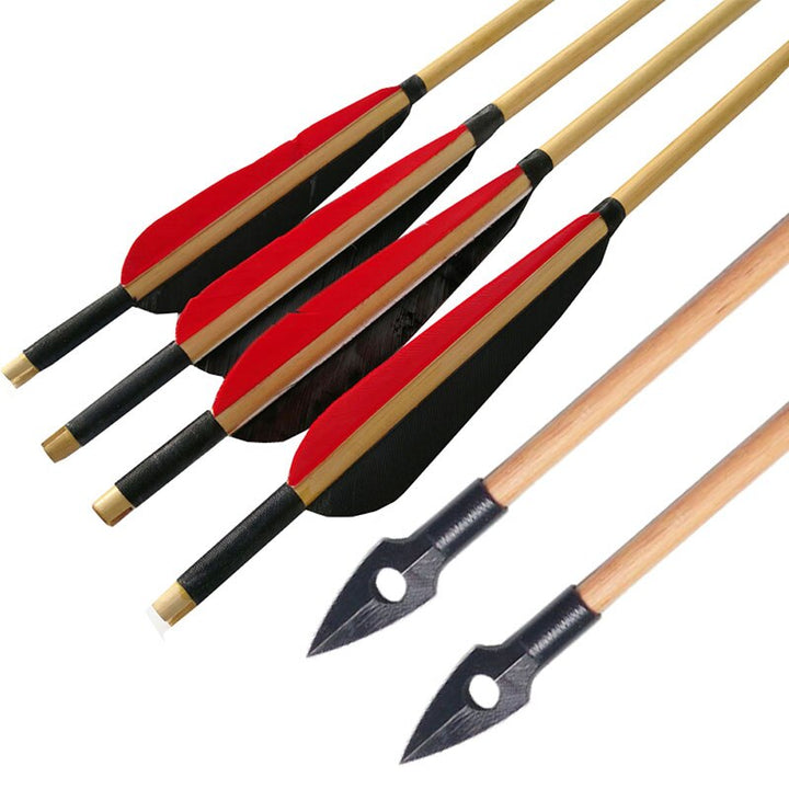 🎯Traditional Arrowhead Wooden Arrow Handmade Turkey Feather